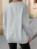 100% Clothing: 2025 Autumn/Winter Women's Loose Plus Velvet Round Neck Light Gray Hoodie