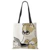 Cat Cartoon Canvas Shoulder Bag Women Print Harajuku Casual Shopping Tote Bag Reusable Large Capacity Folding Handbag CLE