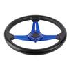 14in 350mm Universal Aluminum PU Leather Car Sport Racing Drift Steering Wheel Blue