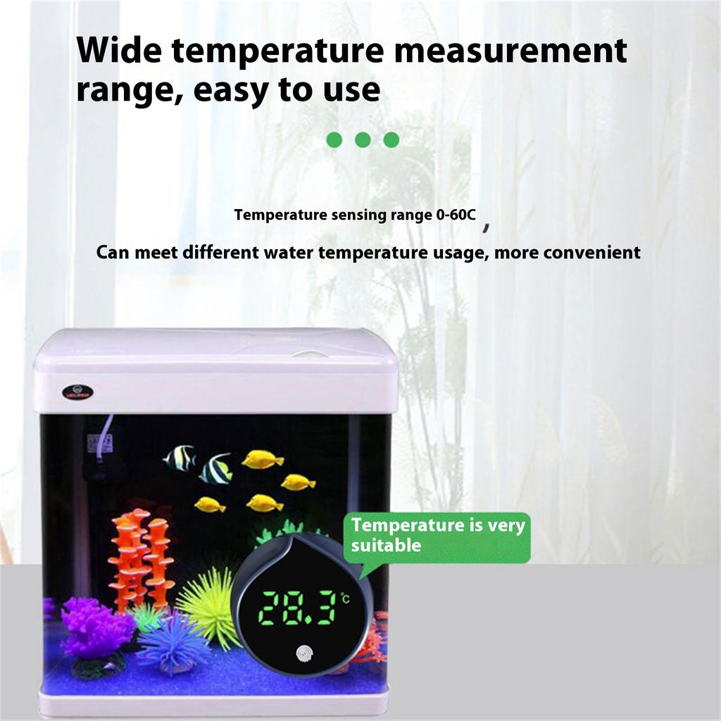 LED Fishtank Thermometers Small Size Temperature Measuring Meter with LED-Screen Stick On for Tanks