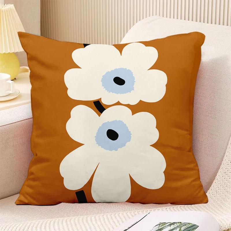 Bedroom Living Room Square Cushion Pillowcase Orange Simple Print Decorative Pillowcase