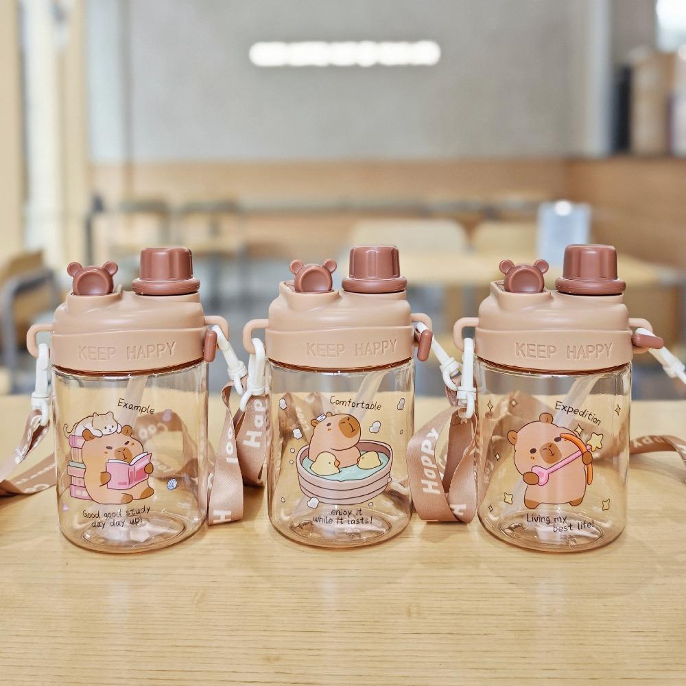 

Cartoon Capybara Water Cup 550ml Plastic Cup New Straw Water Bottle Gifts C