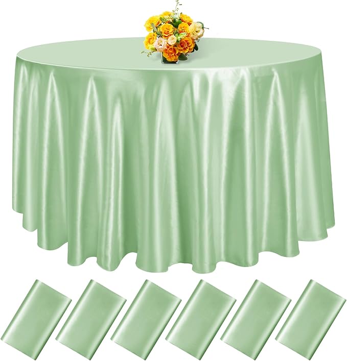 2 Stück 120 Zoll Runder Tischdecke Satin Tischabdeckung Glatter Stoff Helle Seide für Feiertagsessen Hochzeitsbankett Dekoration
