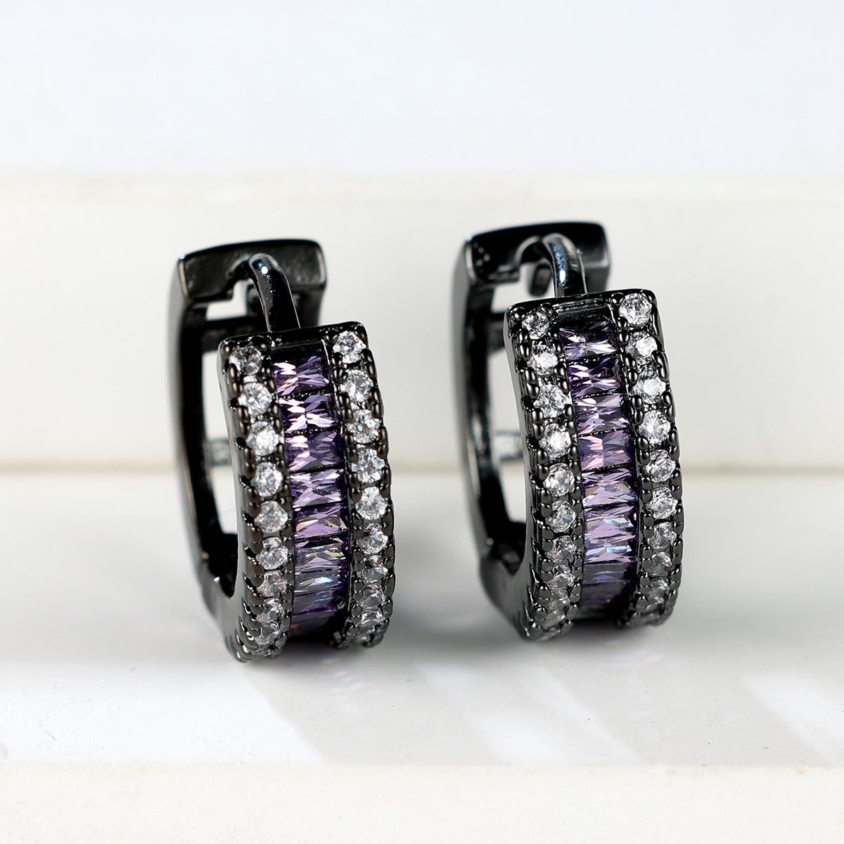 

1 пара черных, золотистого цвета, серьги-кольца принцессы белого, красного, синего цвета с разноцветными камнями, серьги-кольца для свадьбы и помолвки для женщин фиолетовый