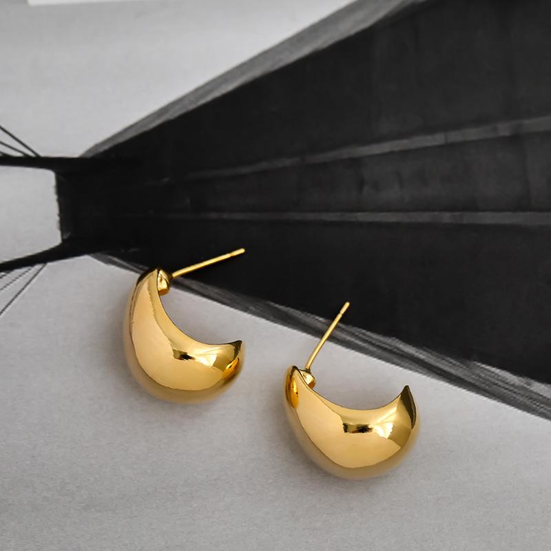 Korean Minimalist Gold-Plated Teardrop Stud Earrings - Eco-friendly Luxury Design