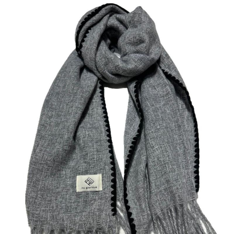 New Ins Versatile Atmosphere Solid Color Dog Tooth Edge Imitation Cashmere Scarf Thickened Large Version Scarf Shawl