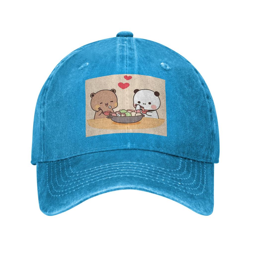 Bubu Dudu Pandabjörnar Tecknad Denimkeps Casual Basebollkepsar Justerbar Hatt Sommar Unisex Basebollkepsar