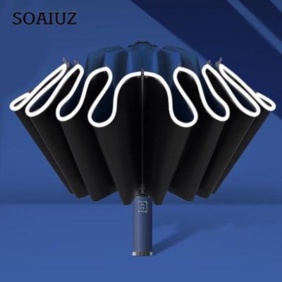 Automatic Folding Strong Umbrella for Men Women Windproof  12Ribs Reverse Umbrella Wind Resistant Trip Inverted Rain Umbrella