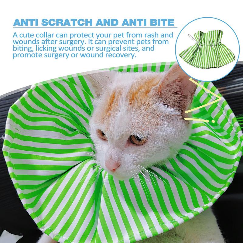 Soft Collar For Cats Polyester Soft Recovery Elizabethan Collar Drawstring Design Comfortable Protective Collar Adjustable Pet
