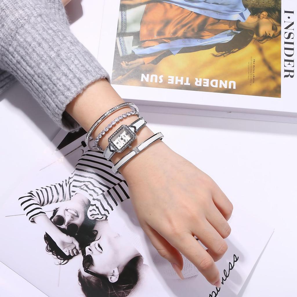 Bangle Bracelet 4 Piece Watch Roman Analog Quartz Fashion Silver Present Women's Set Cute, Waterproof, Alphabet, Display, Watch, Watch, - Birthday,