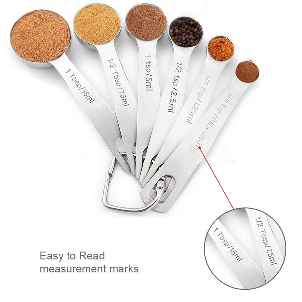 Stainless Steel Measuring Spoons Set for Measuring Dry Liquid Ingredients 1Set/6pcs