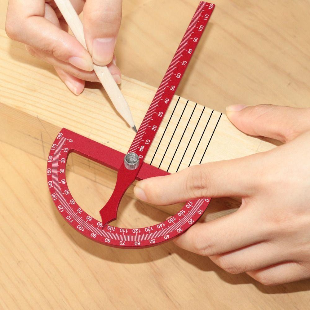 Aluminum Alloy Angle Marking Ruler High-precision 0-180° Angle Protractor Portable Adjustable Woodworking Ruler