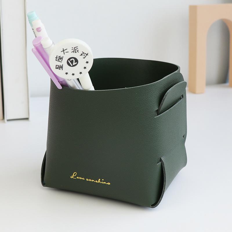 Faltbare Schreibtisch-Leder-Aufbewahrungsbox Nordischer PU-Aufbewahrungstablett Flur Schlüsselhalter Kleinkram-Aufbewahrungskorb Stiftehalter Make-up-Organizer