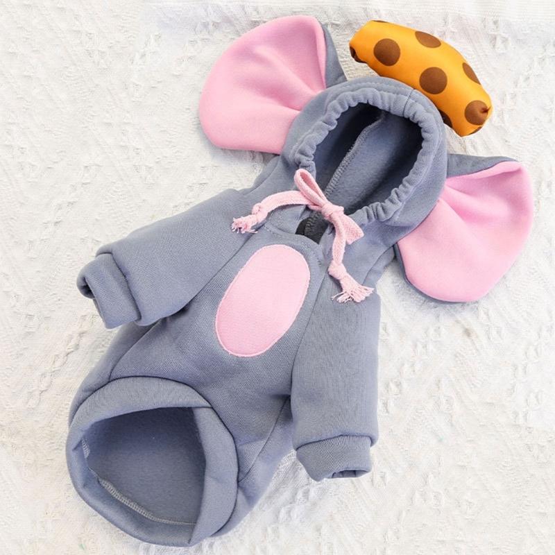 Hunde-Cosplay-Maus-Overall mit Kapuze und Kordelzug, Halloween-Hundepullover, Winter-Cosplay-Party, Pullover für kleine Hunde