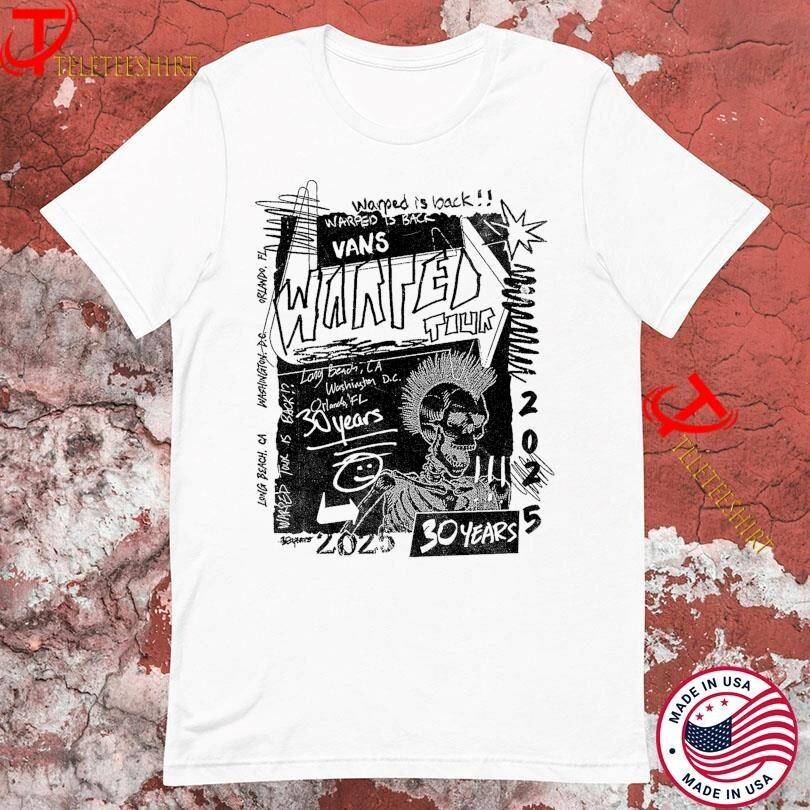 Фургон Warped Tour 2025 Warped Возвращается 30 Лет Лонг-Бич Калифорния Футболка Унисекс Футболка XXXXL