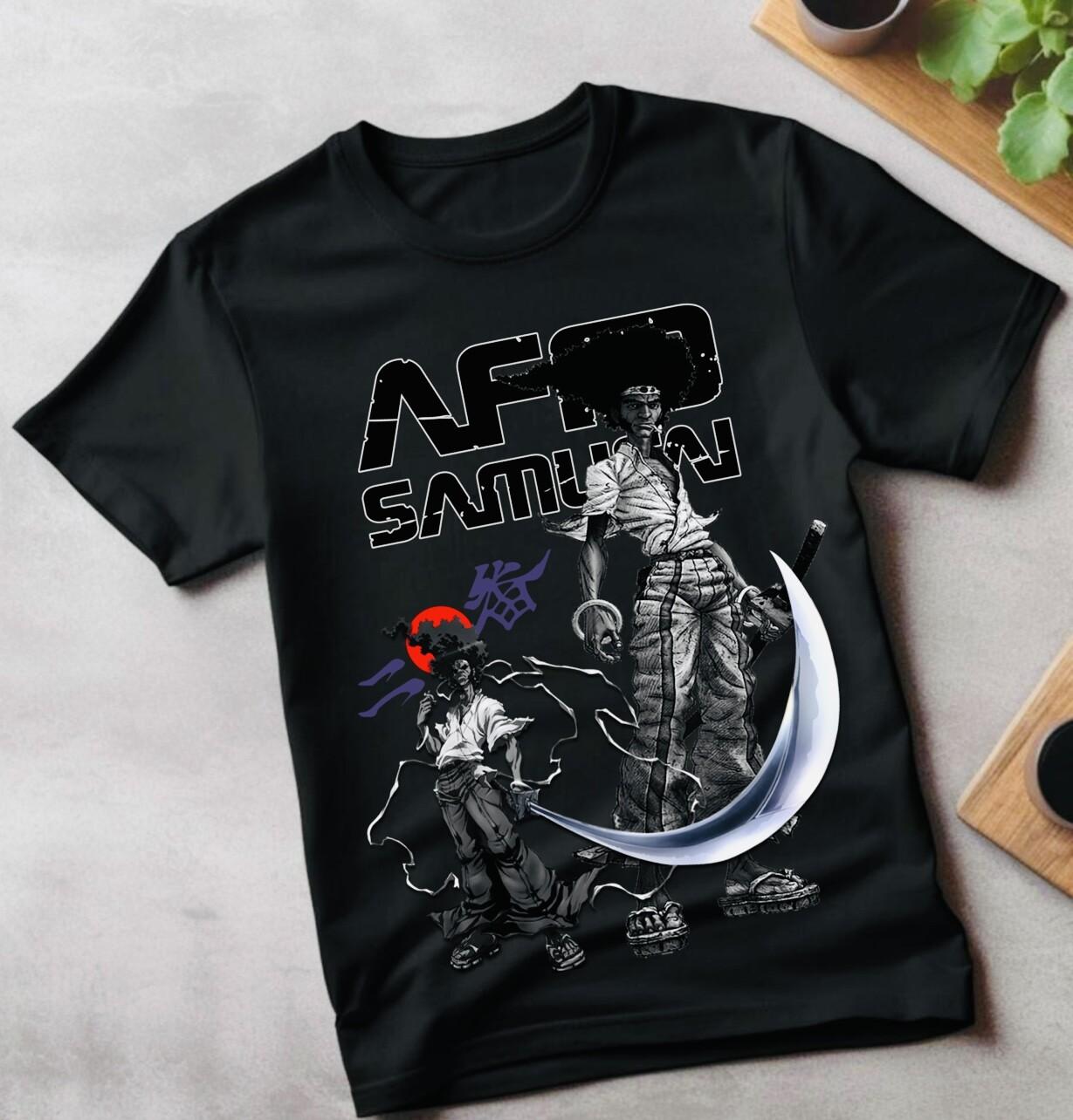 Afro Samurai Unisex T-Shirt Mens Womens Tees Top Afro Samurai Japanese Ninja Anime Manga All Size S