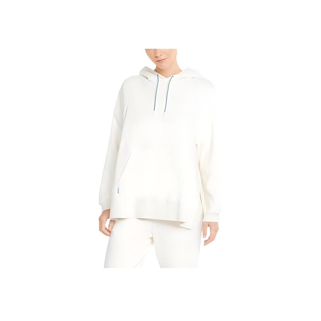 Puma Solid Color Kangaroo Pocket Drawstring Hoodie Long Sleeve Sweatshirt Women Tops White 533421-65