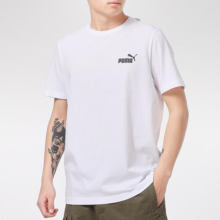 Puma Casual Sports Logo Crew Neck T-Shirt Men Tops White 845925-02