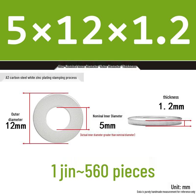 Extra Thick Galvanized Iron Flat Washer, Round, M3-M62