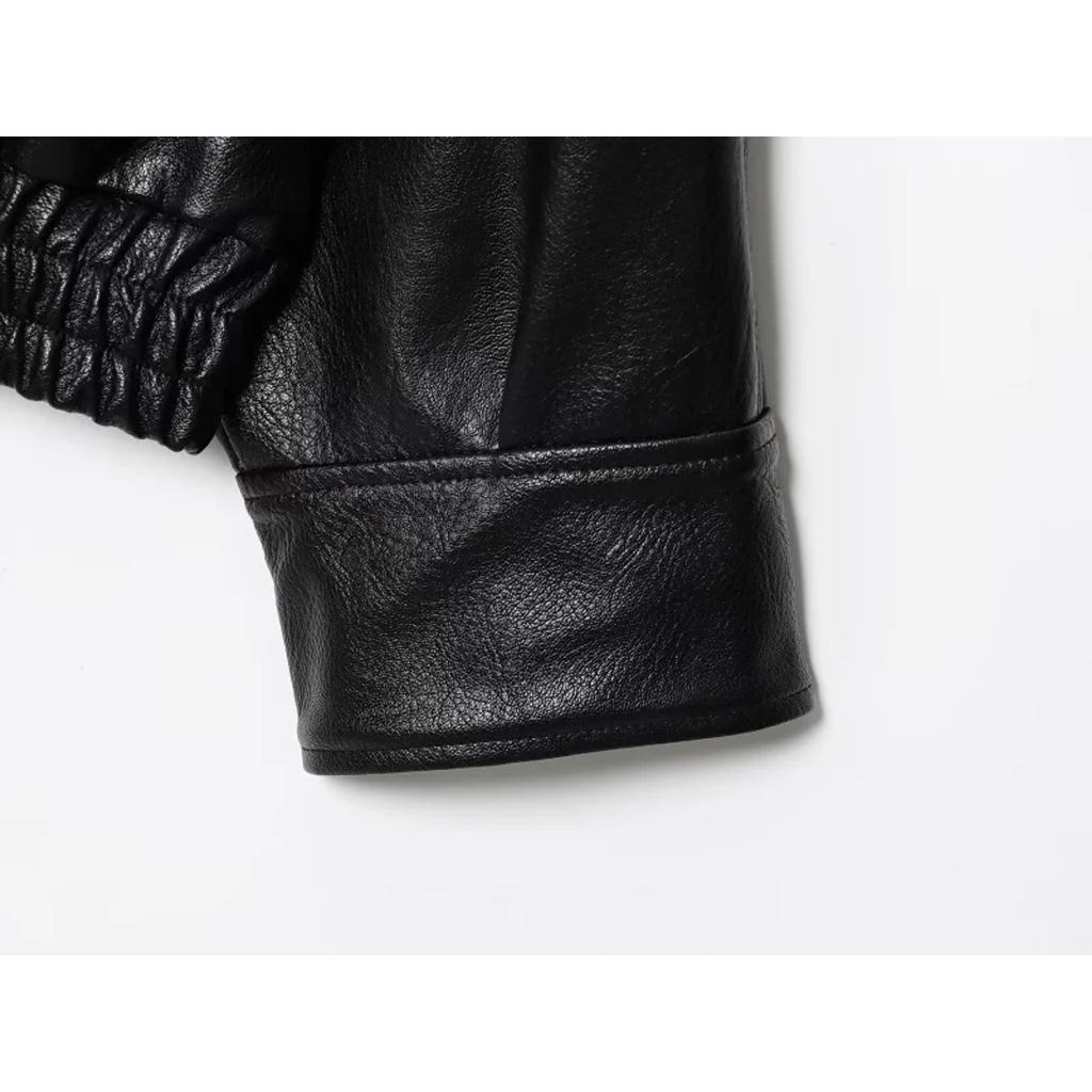 Jachetă de damă VAYLA din piele ecologică Neagră Jachete bomber supradimensionate pentru femei Îmbrăcăminte exterioară Palton de iarnă Jachetă de modă pentru femei Femeie