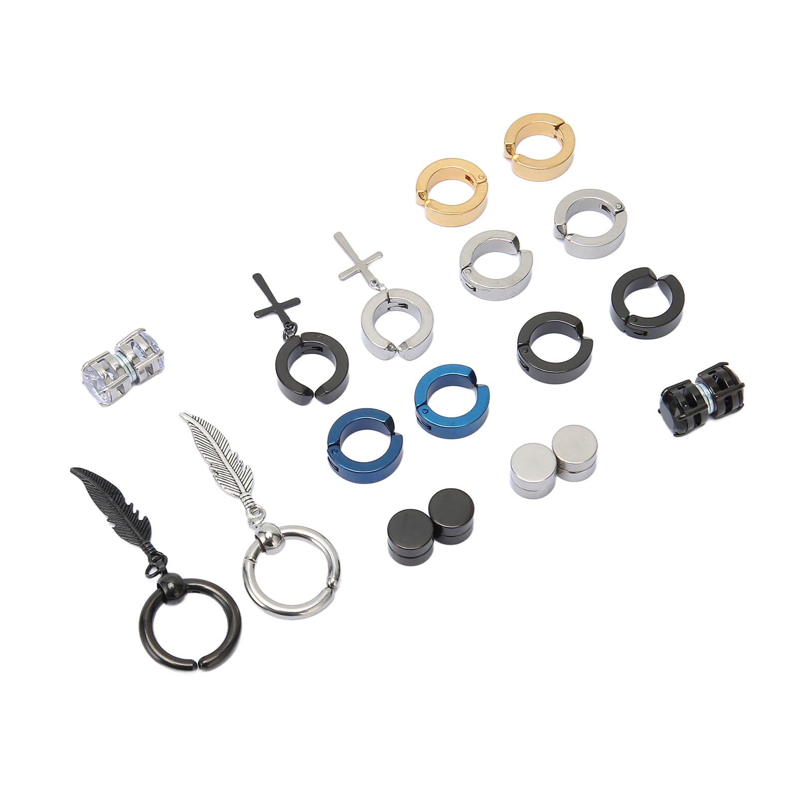 

Набор из 10 пар магнитных серег-гвоздиков из нержавеющей стали с цирконием, не требующих прокола, декор 8 мм