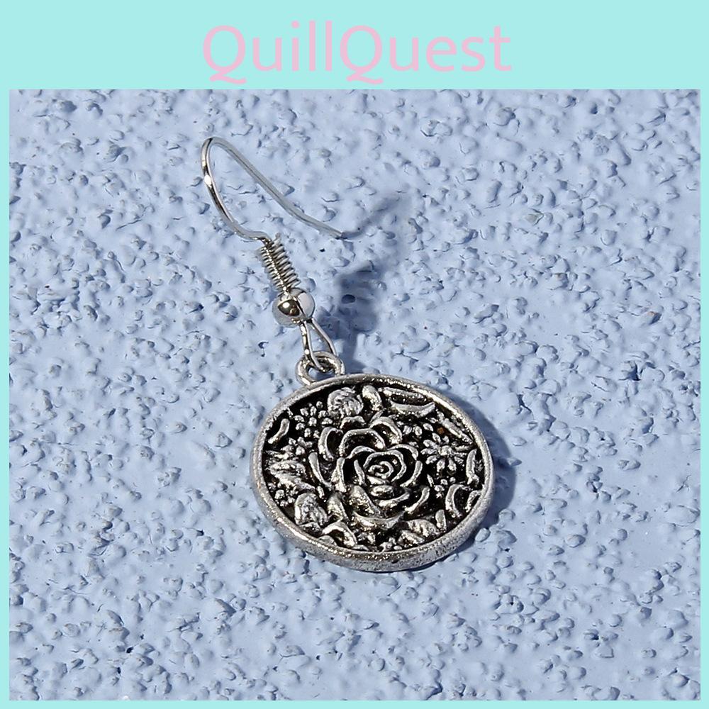 Classic Metal Earrings With Floral Motif And Electroplated Surface For Travel And Anniversary Gifts