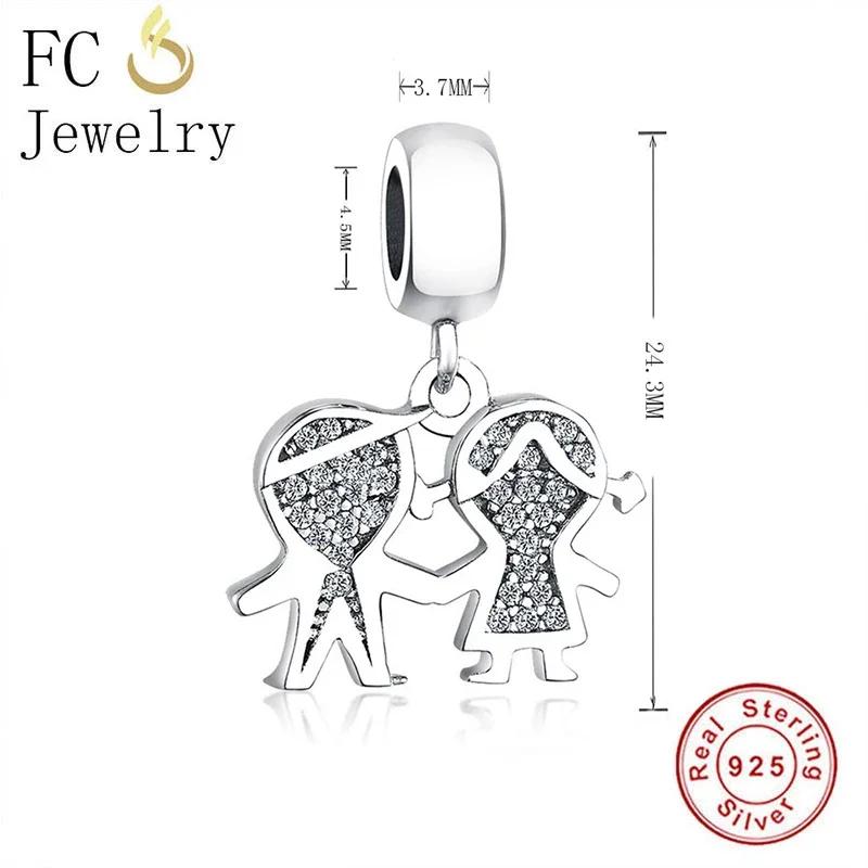 FC Jewelry Fit Original Pan Charms Bracelet Authentic 925 Silver Little Boy Girl Son Daughter Bead Pendant For Women Berloque