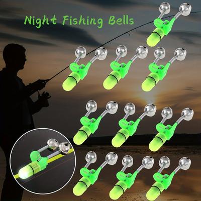 10 unidades Sinos de Alarme de Mordida de Pesca Brilham no Escuro Alarme Sonoro de Sino de Pesca para Atividade de Pesca Noturna ao Ar Livre