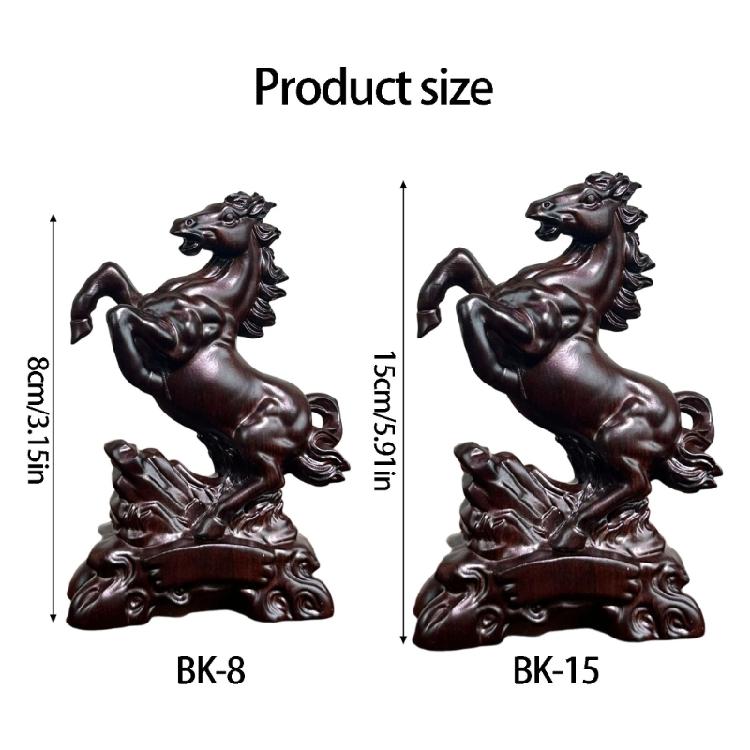 Wood Horse Statues Positive Energy Good Luck Showpiece Collectible Figurines Animal Sculptures for Home Office Decors