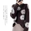 RoyzTocz Knit Crew Floral Round Long Loose Korean Perfect for Going Winter Women's Sweater, Neck, Print, Neck, Sleeves, Slimming, Fit, Fashionable,