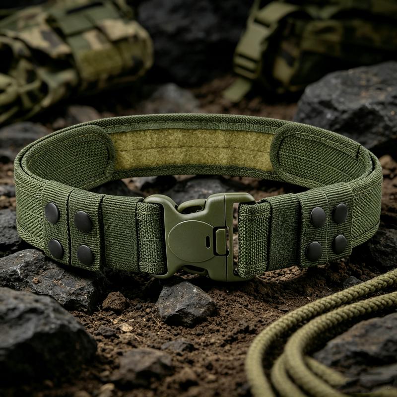 Adjustable Military Tactical Belt for Men, Wear Resistant Nylon Webbing Belt with Double Lock Safety Buckle, Outdoor Camping Hun