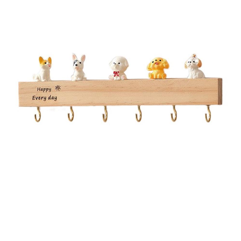 Creative Wooden Key Rack with Cute ornament Clothes Coat Hooks Door Hooks Hanger  Home