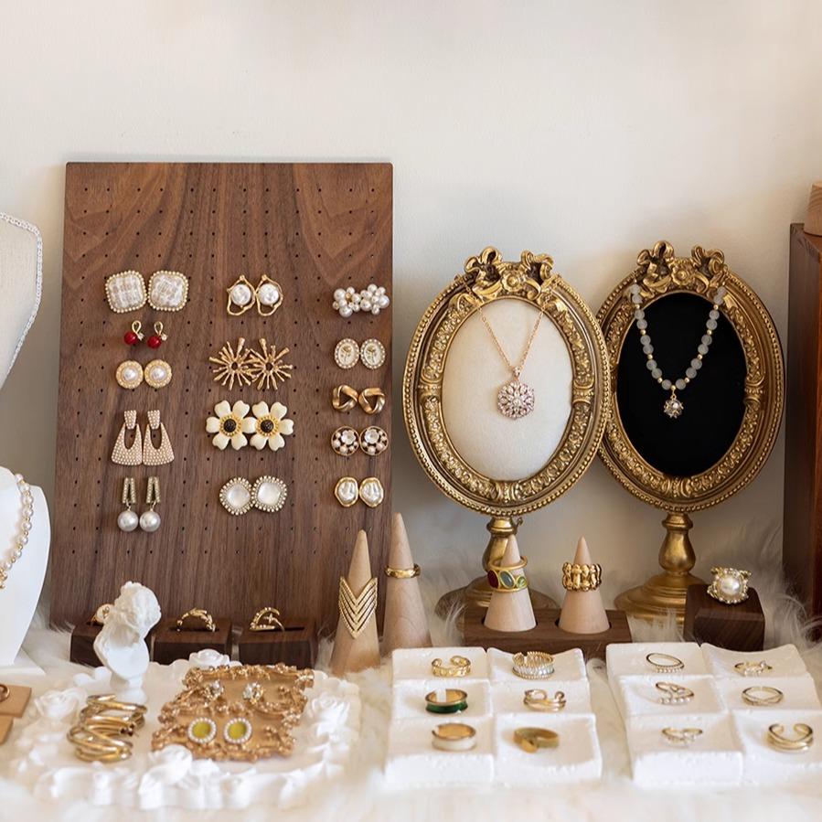 Vintage Velvet Jewelry Display Stand Portable Photo Frame Earring Holder Earrings and Bracelet Storage Rack Home Decoration Gift