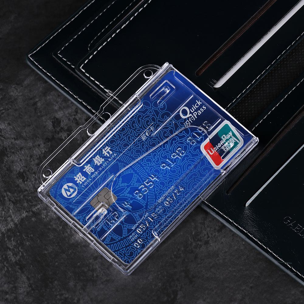 1/3Pcs Thumb Card Case Transparent Plastic ID Tag Name Badge Holder Nurse Staff Work Card Cover Protector Bus Pass Card Sleeve