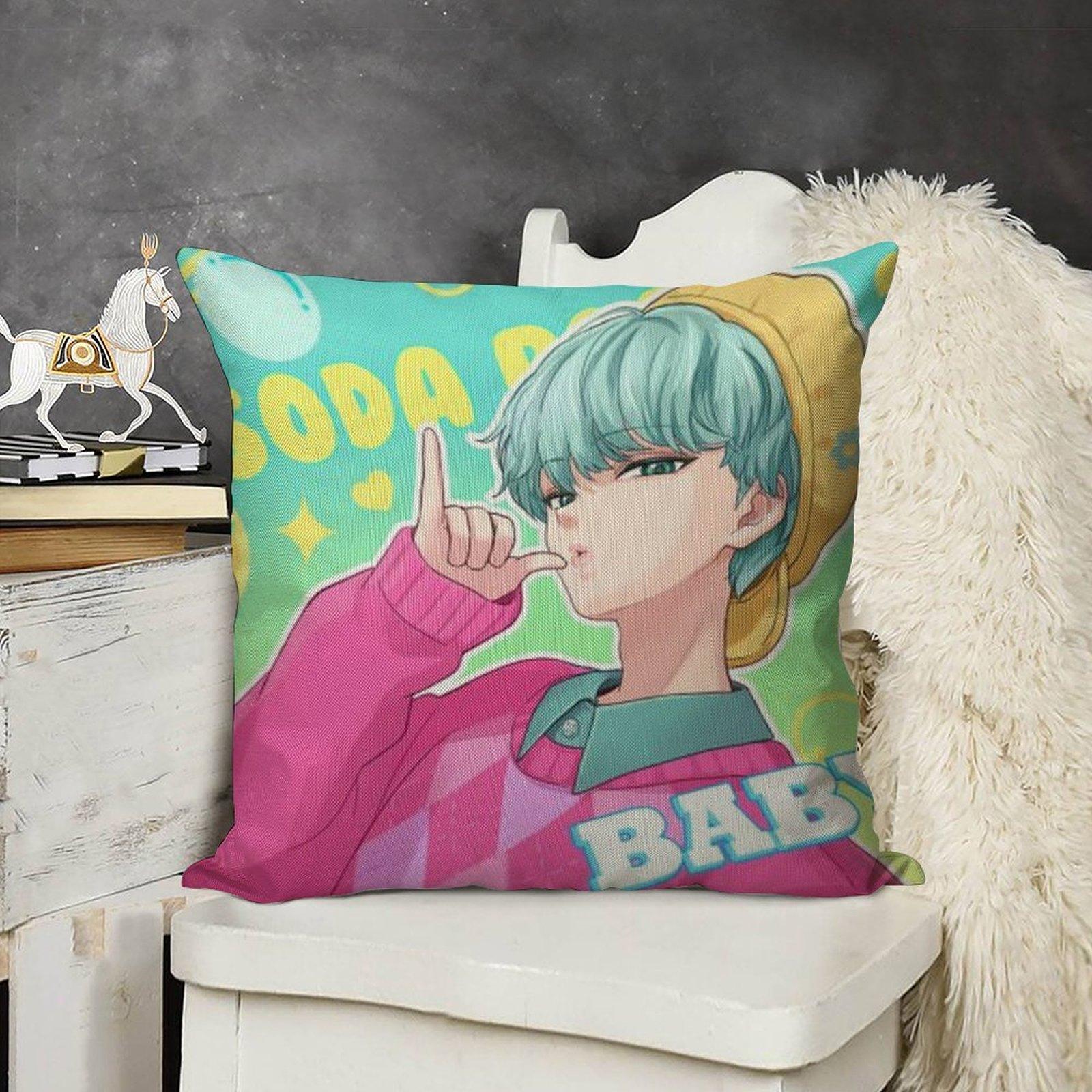 

Popular Sajaboys Theme Square PillowcaseKPOP Demon Hunters Cartoon Pillow Cover For SofaLiving RoomNapDaily Use18x18 45cmx45cm