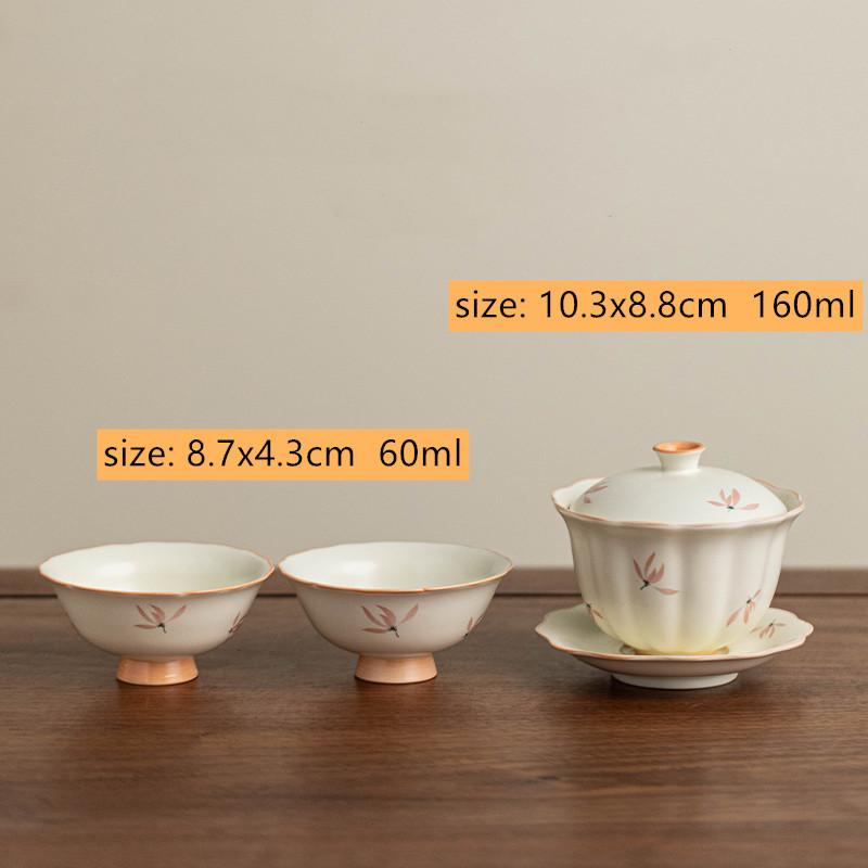 Chinese Hand-painted Orchid Gaiwan Handmade Ceramic Teacup Tea Tureen Household Tea Bowl Travel Portable Teaware Accessories