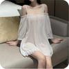 on the Sexy Pajamas Lingerie Babydoll Cosplay Mini Skirt Loungewear Camisole Dress Gown Bra Set for Women [Thoughts Wind] T-back (White)