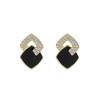 Korean Style Black Zircon Stud Earring For Women Shiny Rhinestone Square Geometric Earrings Girl Party Statement Jewelry Gifts