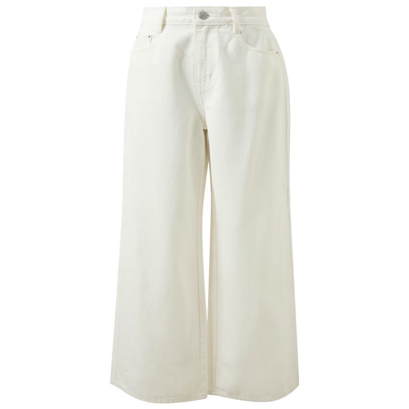 SanCai Women s High-Waist Straight-Leg White Jeans L