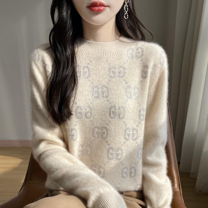 Damen Kaschmirpullover Qinghe Kaschmir 30% Kaschmir 70% Wolle Herbst- und Winterpullover warm und modisch