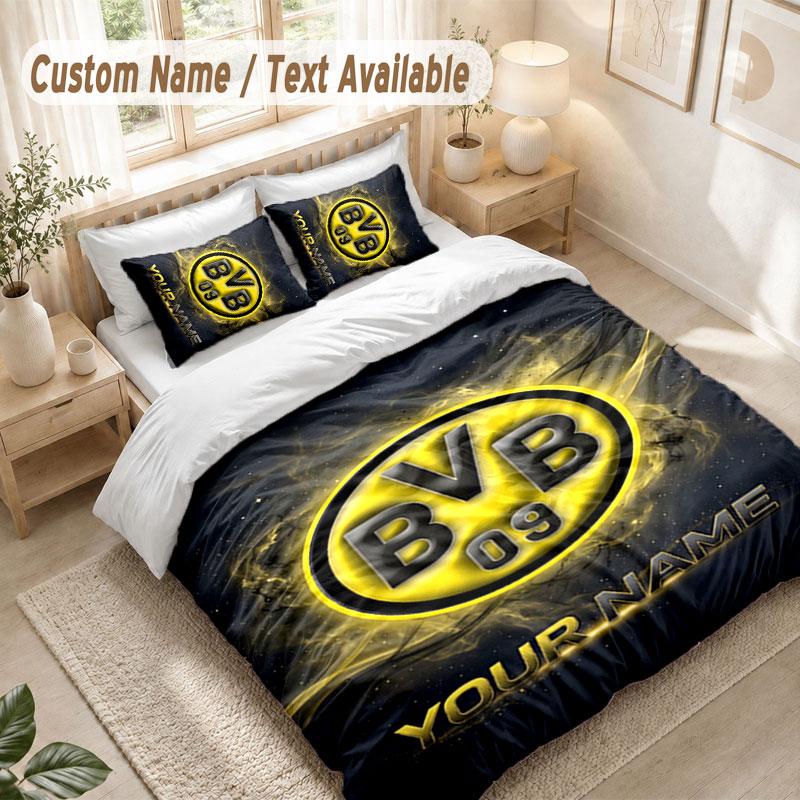 Custom Name Bedding Set 3 PiecesBorussia Dortmund Print Duvet Cover + 2 Pillowcases Soft Bed Decor
