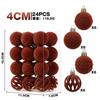 6cm Flocked Christmas Balls 24pcs Luxury Vintage Burgundy Tree Ornaments