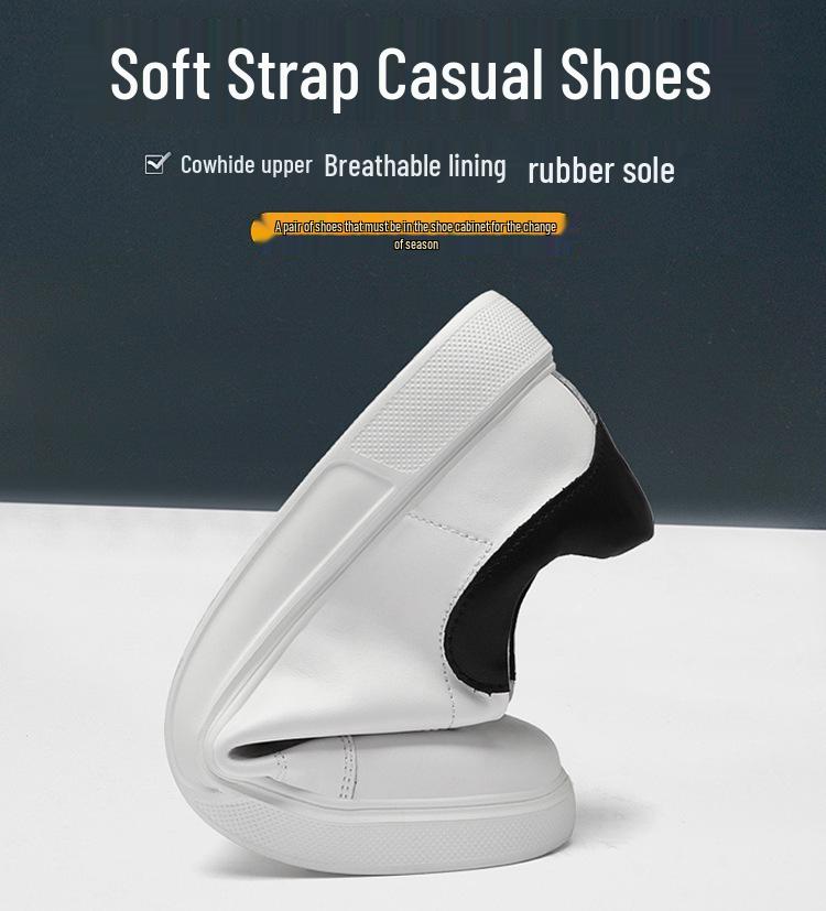 Men's Autumn Casual White Sneakers - British Style Soft Sole, Large Size Trendy Sports Board Shoes.