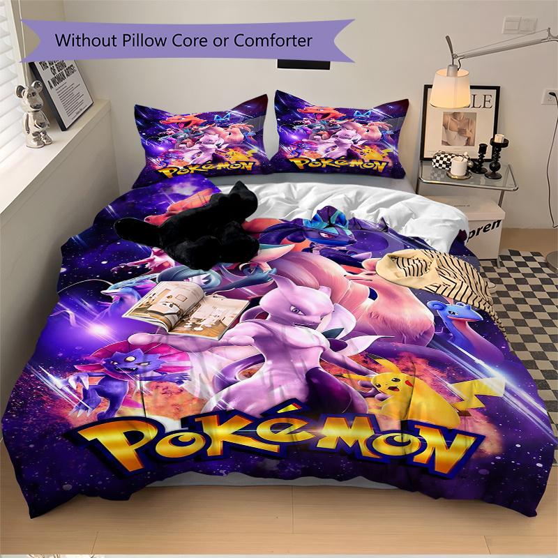 3pcs Pokémon Adventure Quilt Cover Set - Soft and Cozy Bedroom, Guest Room and Dorm Decorative Bedding 3-Piece Set 1 Quilt Cover + 2 Pillow Shams
