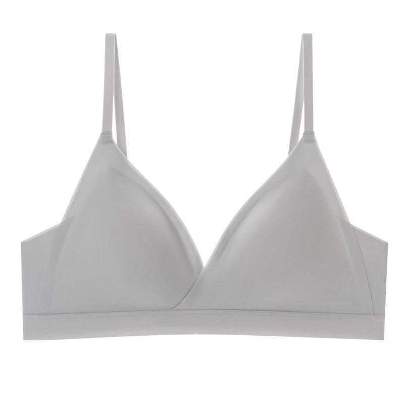 Spring and Summer New French Silk Underwear, Triangle Cup Thin Bra, Seamless Chest Pad Mulberry Silk Bra