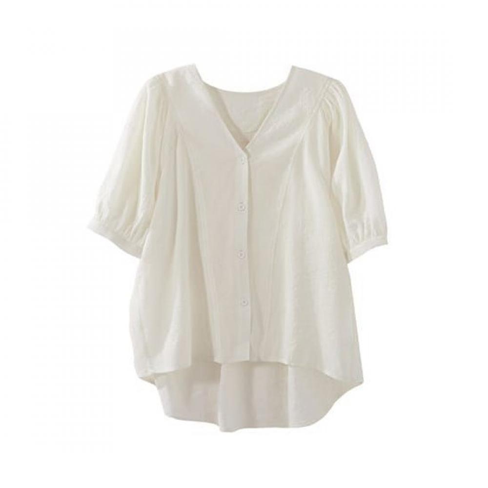 NaVaVa Women Thin V Neck Asymmetric Short sleeVe Blouse Nb2109