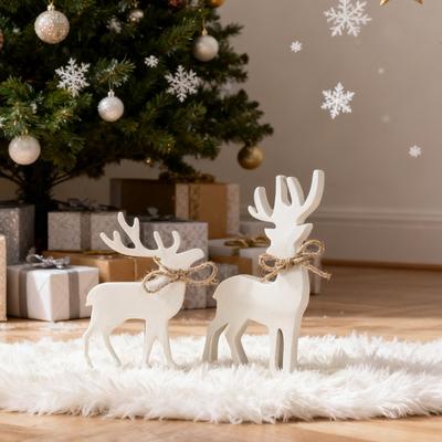 Weihnachtsanhänger aus Holz – 2-teiliges Set mit hölzernen Weihnachtsanhängern, Weihnachtsdekorationen, geeignet zur Platzierung auf Kaminsimsen