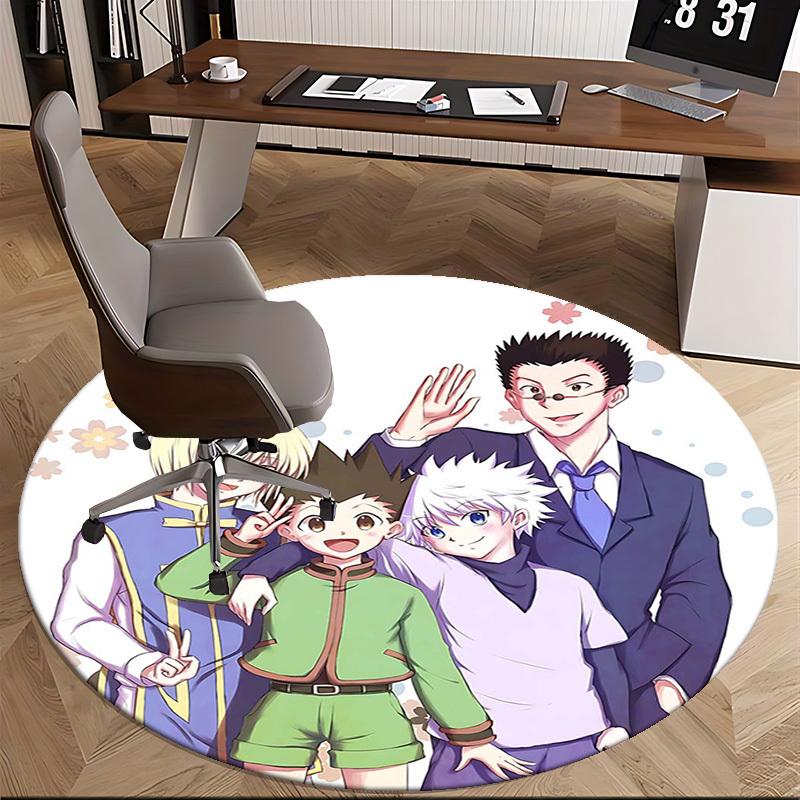1pc Hunter x Hunter Anime Cartoon Design Round Carpet - Office Chair Mat, Non-Slip Rug for Home Decor, Living Room, Bedroom