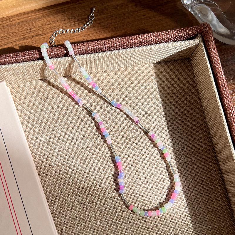 Sweet Dopamine Beaded Necklace: Trendy Heart, Flower & Bow Choker