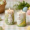 Easter Candle Mold Silicone Embossed Bunny Floral Pattern Cylindrical Candle Making Mold Easter Party Supplies